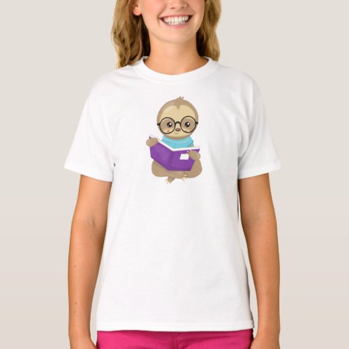 School Sloth Cute Sloth Baby Sloth Eyeglasses T_Shirt