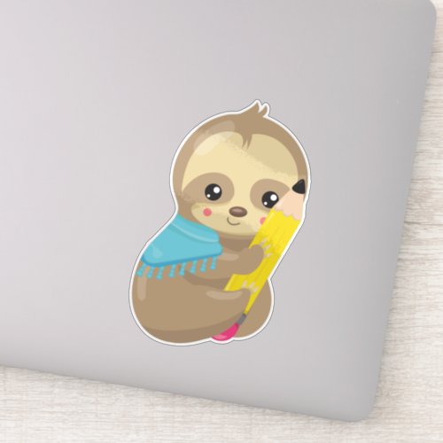 School Sloth Cute Sloth Baby Sloth Pen Pencil Sticker