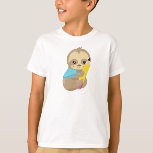 School Sloth Cute Sloth Baby Sloth Pen Pencil T_Shirt