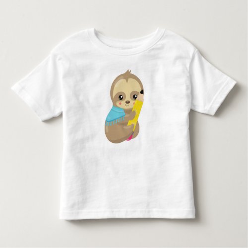 School Sloth Cute Sloth Baby Sloth Pen Pencil Toddler T_shirt