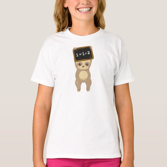 School Sloth, Cute Sloth, Baby Sloth, School Board T-Shirt (Front)