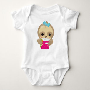 School Sloth, Cute Sloth, Baby Sloth, School Books Baby Bodysuit