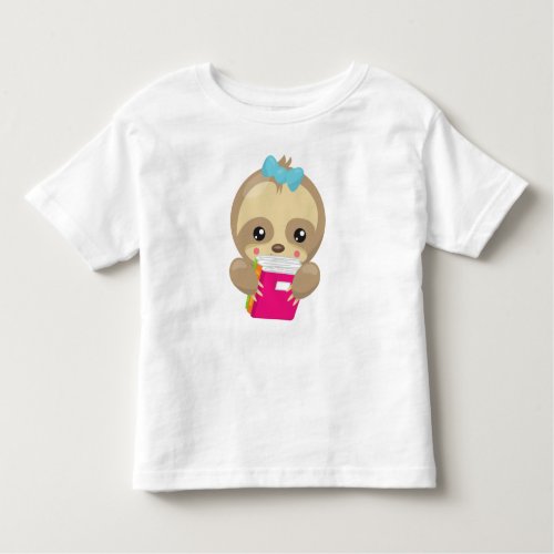 School Sloth Cute Sloth Baby Sloth School Books Toddler T_shirt