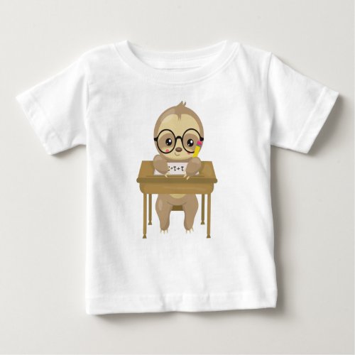 School Sloth Cute Sloth Baby Sloth School Desk Baby T_Shirt