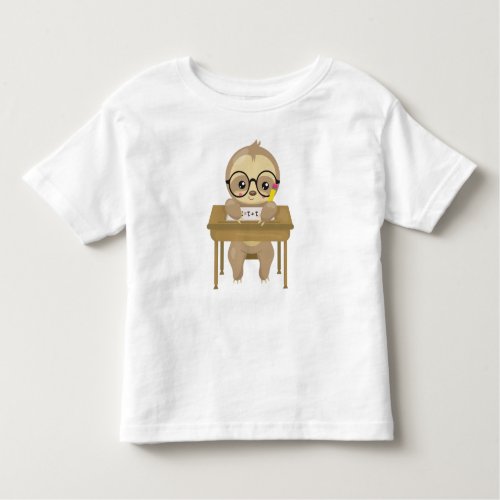 School Sloth Cute Sloth Baby Sloth School Desk Toddler T_shirt