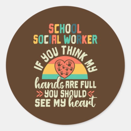 School Social Worker Appreciation Retro Sunset Classic Round Sticker