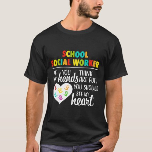 School social worker Cute Heart Gift for Women Men T_Shirt