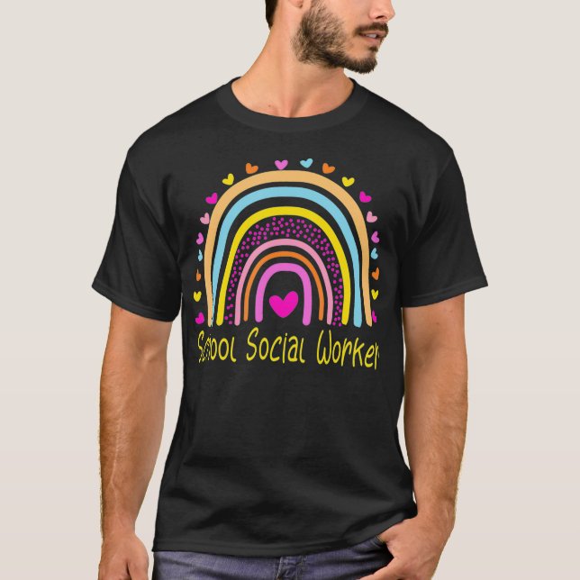 School Social Worker Rainbow  T-Shirt (Front)