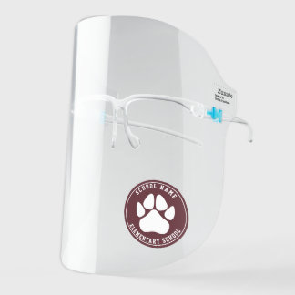 School Spirit Burgundy Maroon Paw Print Teacher Face Shield