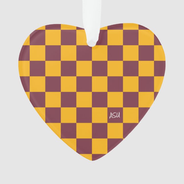 School Spirit Checkerboard  INITIALS Team Fun Ornament (Front)