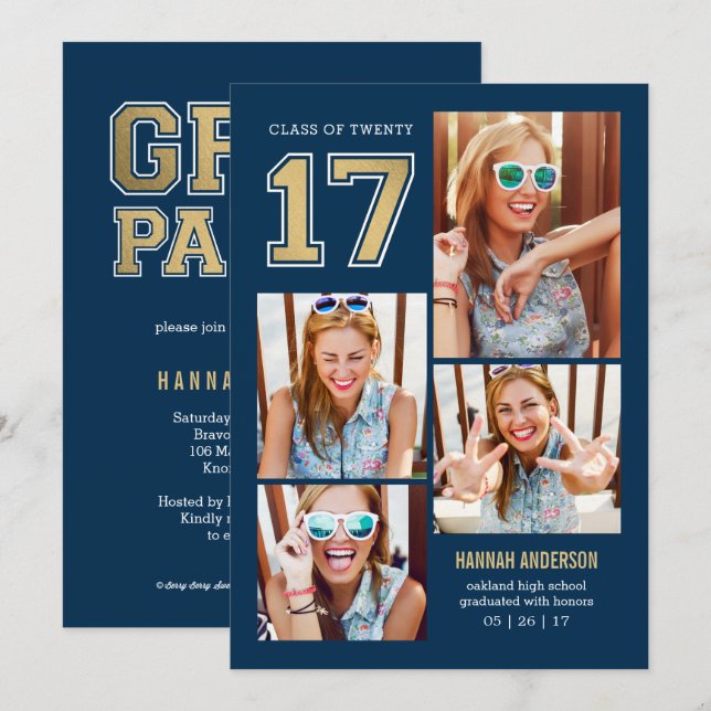 School Spirit EDITABLE COLOR Graduation Invitation (Front/Back)