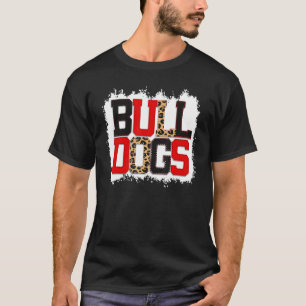 School Spirit Mascot Bulldogs Leopard Print Teache T-Shirt
