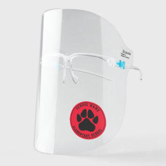 School Spirit Red & Black Paw Print Teacher Face Shield