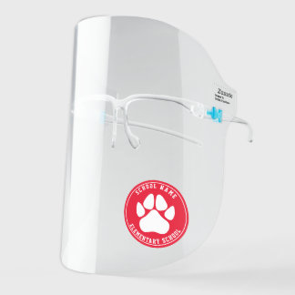 School Spirit Red & White Paw Print Teacher Face Shield