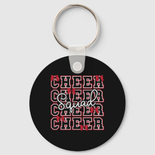 School Sport Cheerleader Cheerleading Red Bow Chee Keychain
