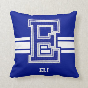 School Sport Letters   Dark Blue and White Throw Pillow