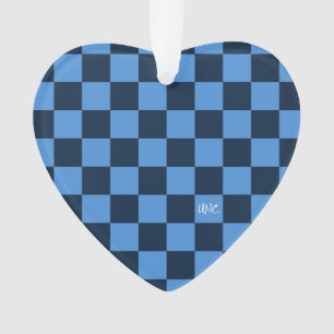 School Sports Checkerboard INITIALS Heart Team Fun Ornament