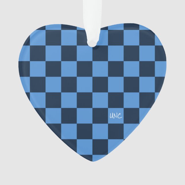 School Sports Checkerboard INITIALS Heart Team Fun Ornament (Front)
