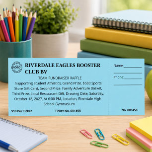 School Sports Team Fundraiser Club Blue Raffle Tickets