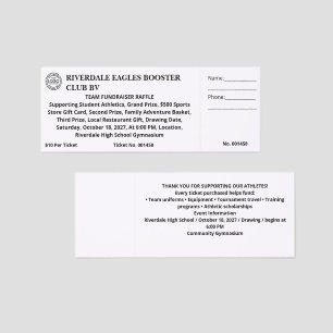 School Sports Team Fundraiser Club Event Raffle Tickets