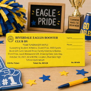 School Sports Team Fundraiser Club Gold Raffle Tickets