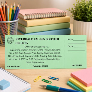 School Sports Team Fundraiser Club Green Raffle Tickets