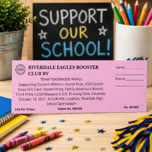 School Sports Team Fundraiser Club Pink Raffle Tickets