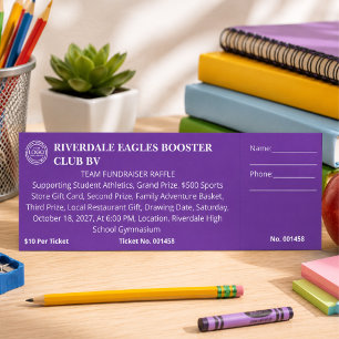 School Sports Team Fundraiser Club Purple Raffle Tickets