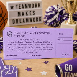School Sports Team Fundraiser Club Purple Raffle  Tickets