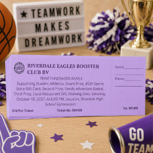 School Sports Team Fundraiser Club Purple Raffle Tickets