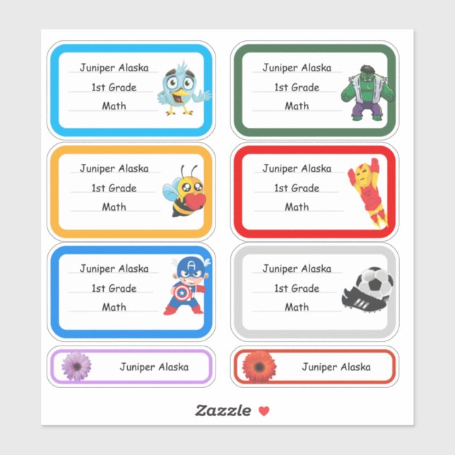 School sticker label vinyl , personalize. (Sheet)