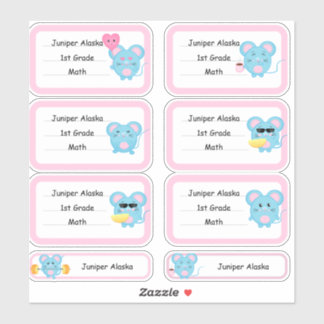 School sticker labels(Cute Rat)