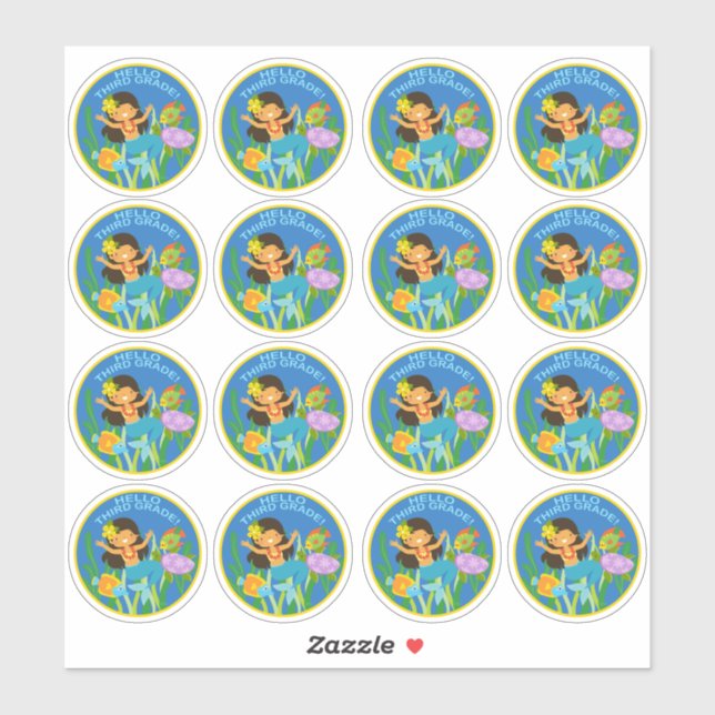School Stickers Hello Third Grade! (Sheet)
