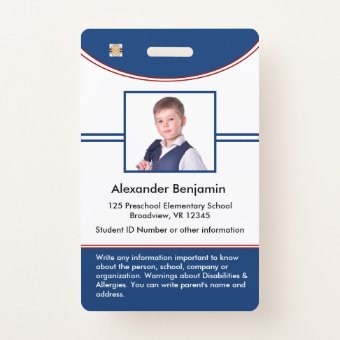 School Student Boy Girl ID Identification Card Badge | Zazzle