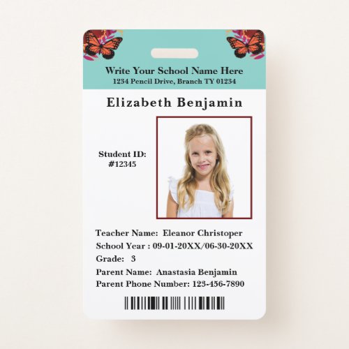  School Student Boys Girls ID Identification Card Badge