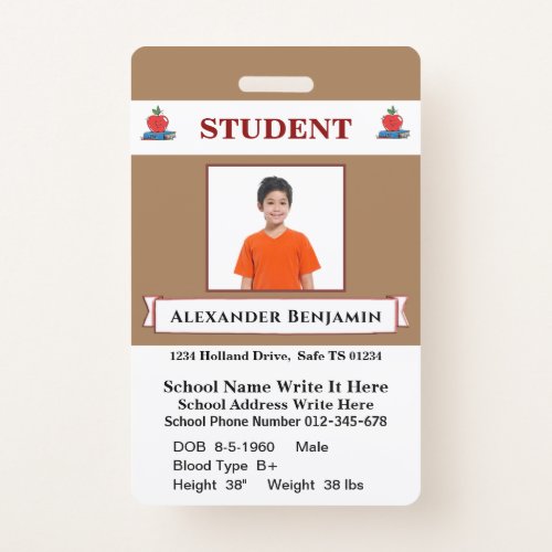 School Student Child Photo Id Identification Card Badge