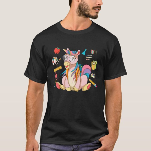School Student Magical Animal  Kids Cute Unicorn T-Shirt (Front)