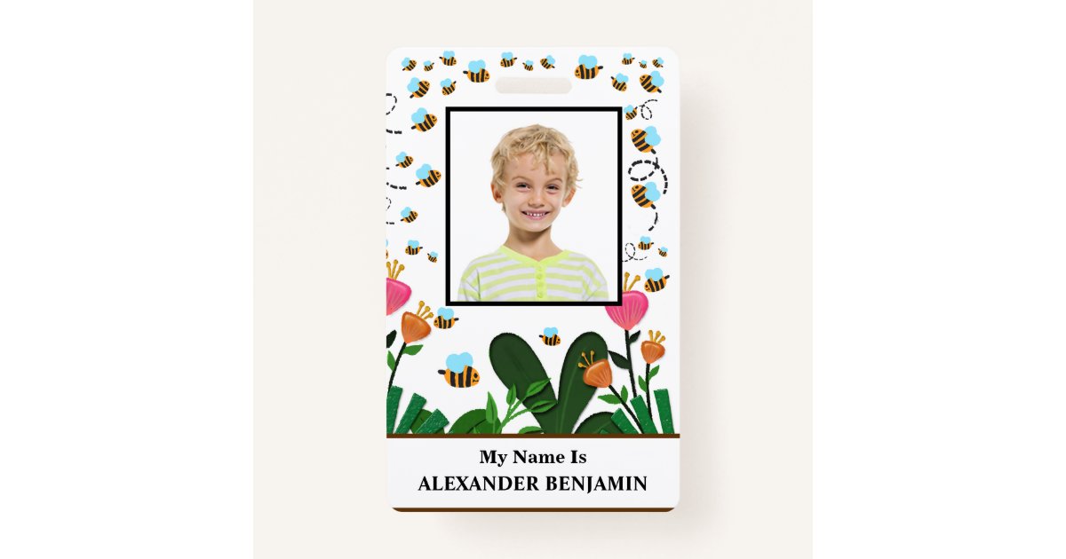 School Student Photo Boy Girl Child ID Fun Custom Badge | Zazzle