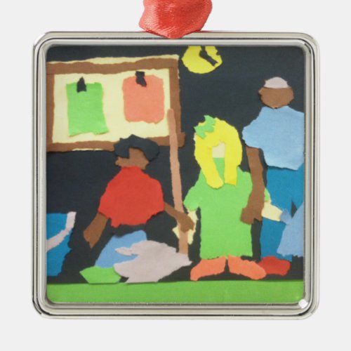 School Students Paper Collage Ornament