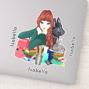 School Study Buddies Furry Friends Add Name, ZKOA Sticker