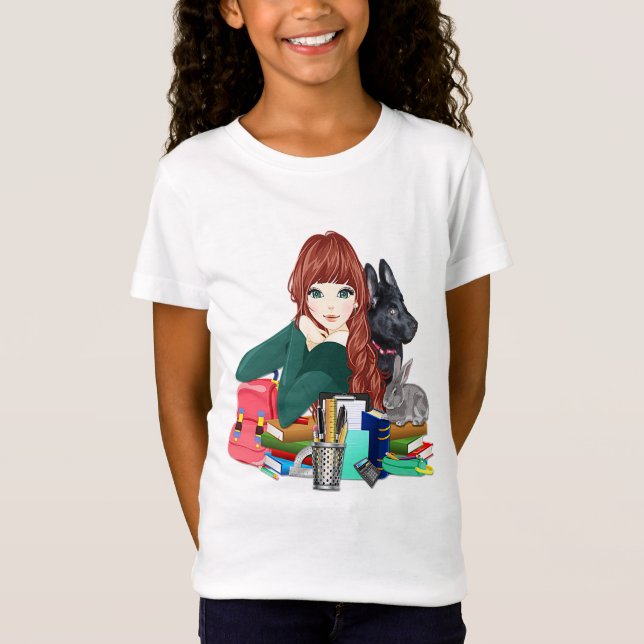 School Study Buddies Furry Friends Girls T-Shirt (Front)