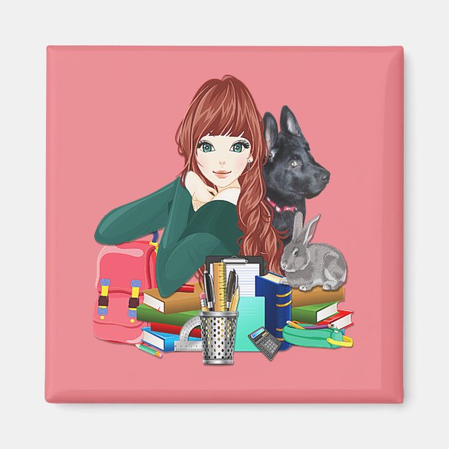 School Study Buddies Furry Friends Magnet, ZKOA Magnet (Front)