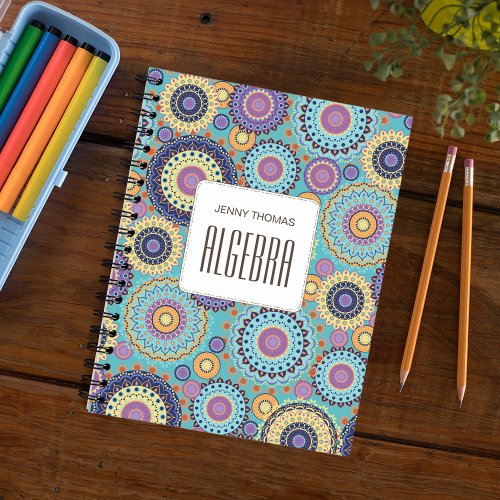 School Subject Personalized Colorful Teal Notebook