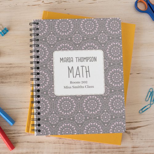 School Subject Pink Personalized Notebook