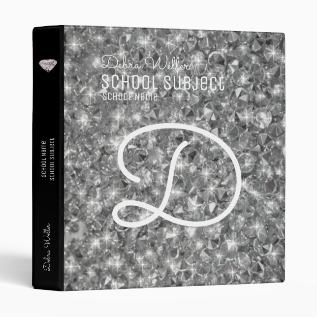school subjects shine like a diamond 3 ring binder (Front/Spine)