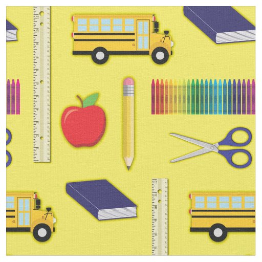 School Supplies Cute Teacher Kids Fabric