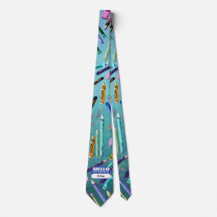 School supplies ombré pattern neck tie