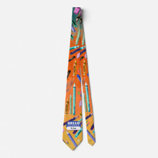 School supplies ombré pattern neck tie