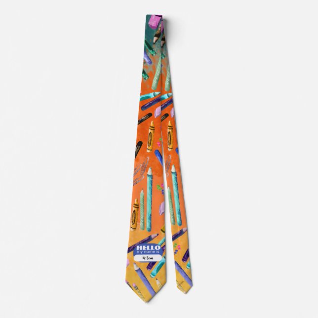 School supplies ombré pattern neck tie (Front)