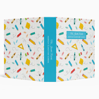 School Supplies Pattern 3 Ring Binder